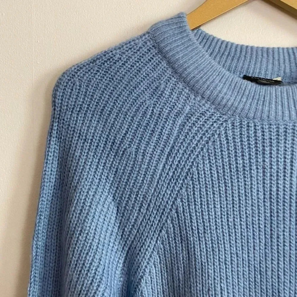 Ann Taylor Blue Wool Blend Balloon Sleeve Sweater Dress - Picture 3 of 13